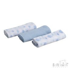 MS15-B: Blue 3 Pack Muslin Squares in Gift Bag